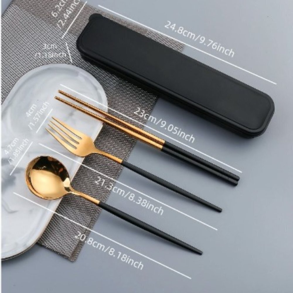 Cutlery Utensil Travel Kit with Chopsticks Reusable